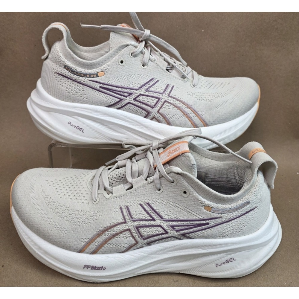 Asics Gel-Nimbus 26 Womens 8.5 Shoes Beige Running Sneaker Gym 1012B693 Walking